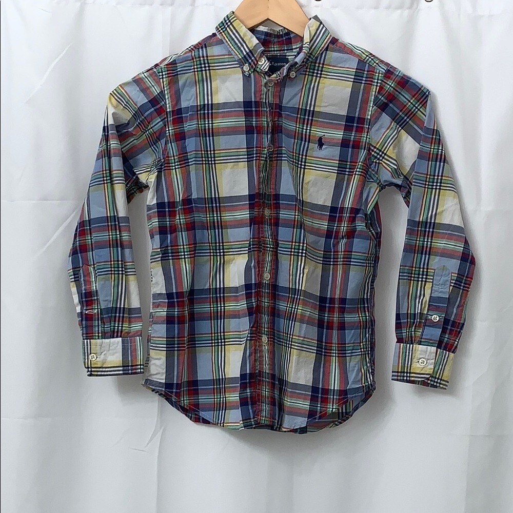 Polo Ralph Lauren Boys Size 7 Plaid Button Down Shirt Long Sleeve Multi Color